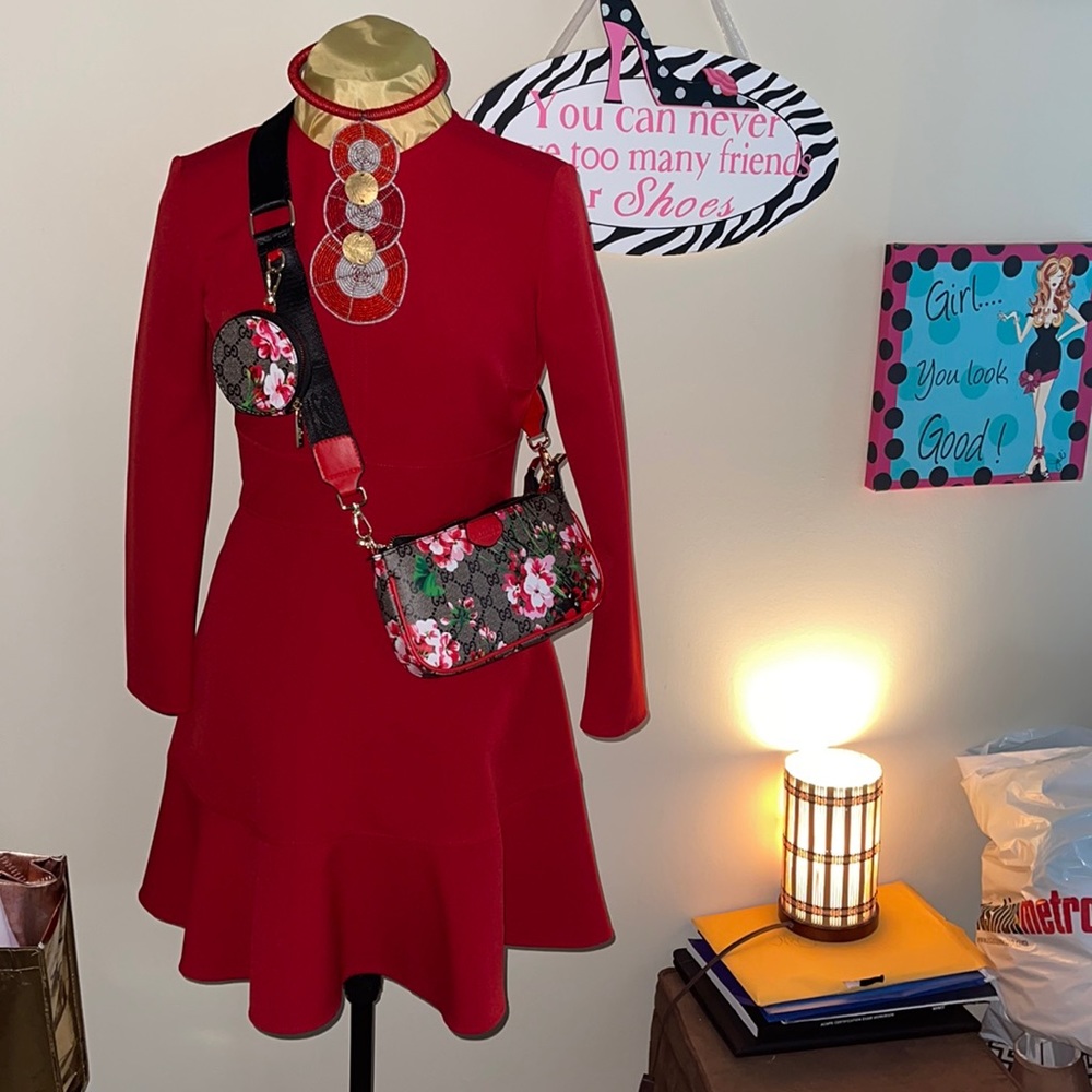 🍄Zara Woman Red Skater Dress 🍄